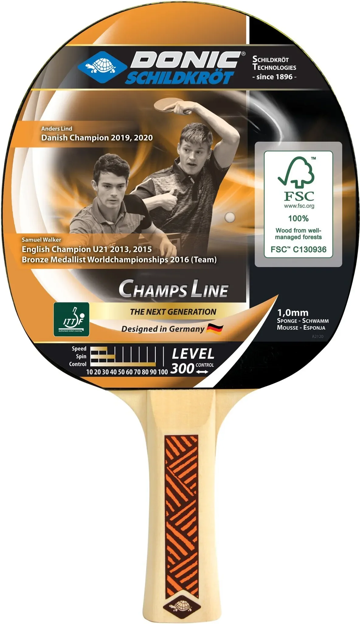 Donic-Schildkröt Tischtennisschläger „Champs Line 300“ – Jade-Belag, konkaver Griff