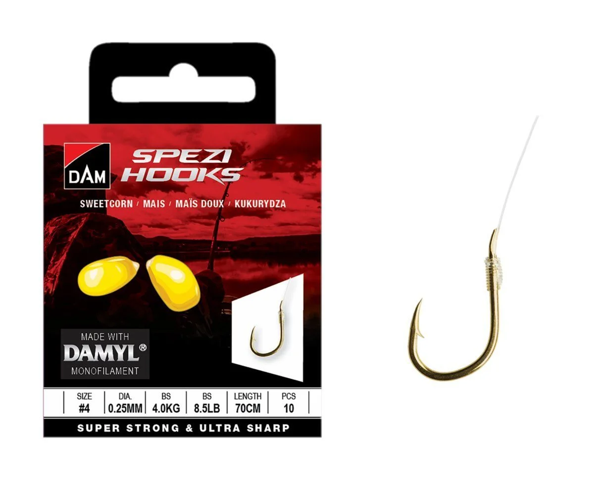 Vorfachhaken „Spezi Sweetcorn“ – Maishaken für Friedfische, verschiedene Größen