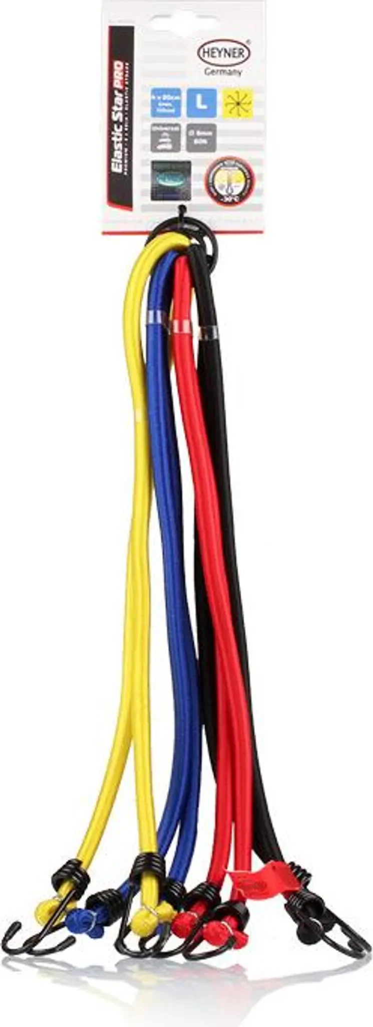 HEYNER® ElasticStar PRO Gepäckspinne 8-armig – 8 × 40 cm, elastisch & mit Stahlhaken