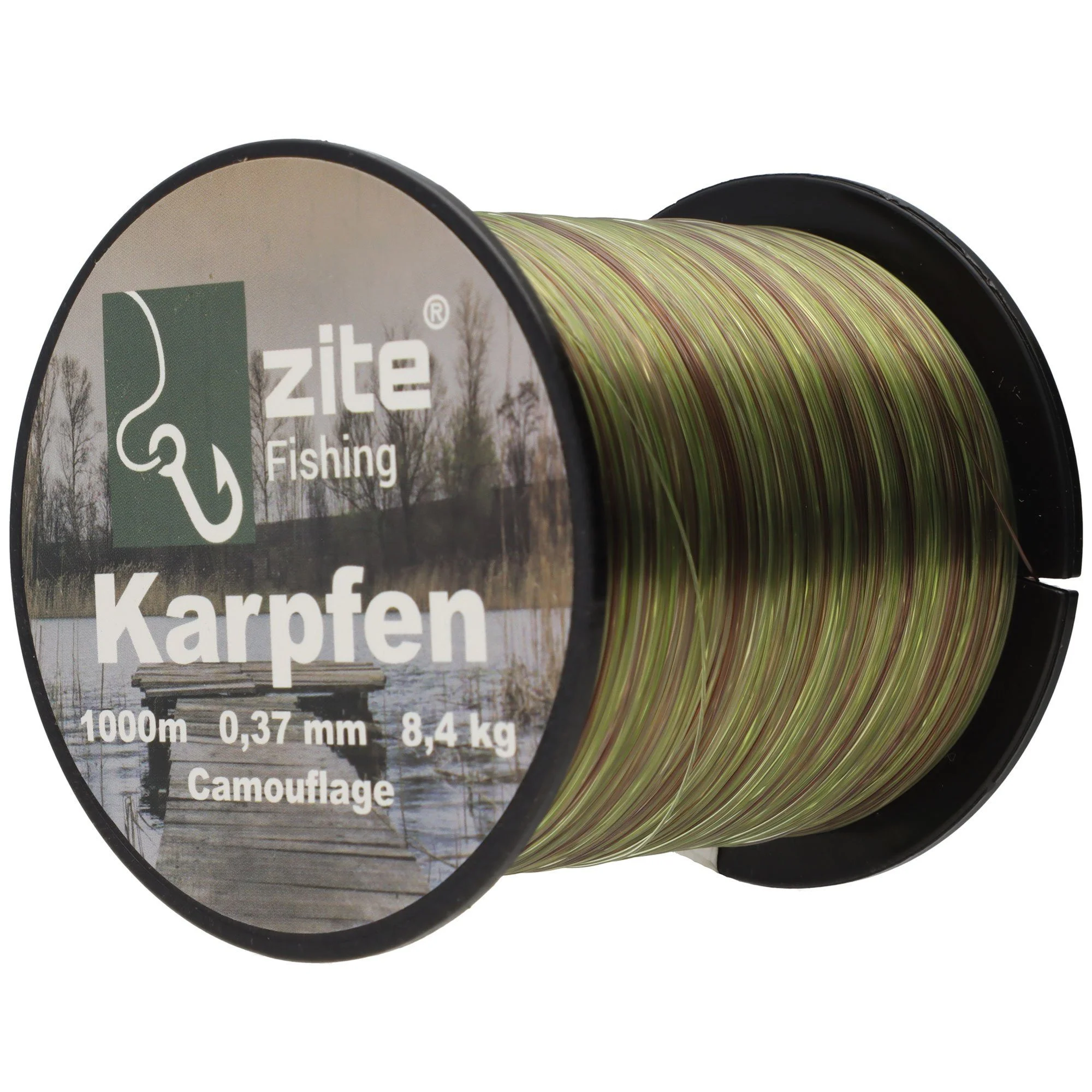 Camouflage Karpfen-Angelschnur – Nylon, 0,37 mm, 8,4 kg Tragkraft, 1000 m